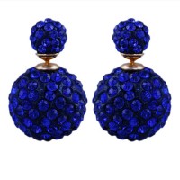 Cobalt Blue Crystal Double Sided 360 Statement Earrings